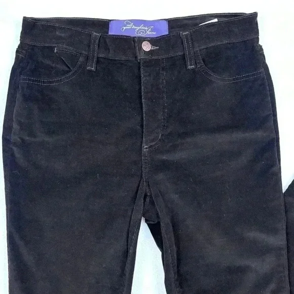 NYDJ Dark Brown “80’s” Corduroy Midrise Stretch Straight Leg Pants Size 10P - Picture 2 of 14